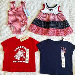 Cat & Jack Red, Navy & White Girls' Summer Outfit Set NEW 3/6M